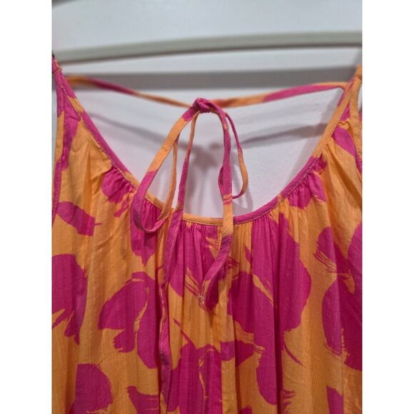 NWT Gap Beachy Pink Floral Print Tiered Cami Maxi Sundress Lightweight Dress, L - Picture 6 of 9